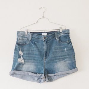 Stretch Distressed Jeans Shorts